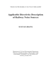 Applicable Directivity Description of Railway Noise Sources