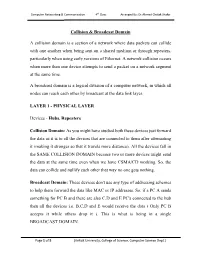 Collision & Broadcast Domain a Collision Domain Is a Section of A