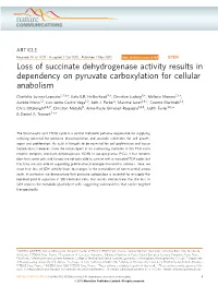 Loss of Succinate Dehydrogenase Activity Results in Dependency on Pyruvate Carboxylation for Cellular Anabolism