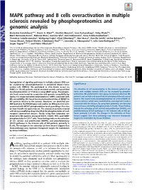 MAPK Pathway and B Cells Overactivation in Multiple Sclerosis Revealed by Phosphoproteomics and Genomic Analysis