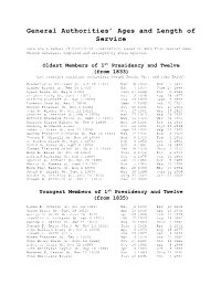 Table of General Authorities