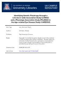 And a Deep Phenotype Association Study (Deepas) with Data from the Age‐Related Eye Disease Study 2 (Areds2)