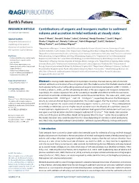 Contributions of Organic and Inorganic Matter to Sediment 10.1002/2015EF000334 Volume and Accretion in Tidal Wetlands at Steady State