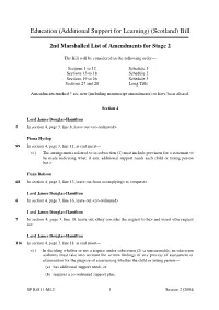 Education (Additional Support for Learning) (Scotland) Bill
