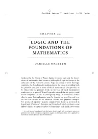 Logic and the Foundations of Mathematics