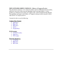 New Sound Recording Formats