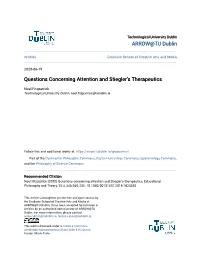 Questions Concerning Attention and Stiegler's Therapeutics