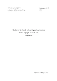 The Use of the Copula in Non-Copula Constructions in the Languages of South Asia Anna Sjöberg