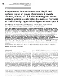 Comparison of Human Chromosome 19Q13 and Syntenic Region On