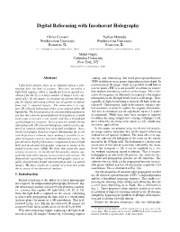 Digital Refocusing with Incoherent Holography