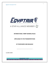 International Tariff General Rules Applicable to the Transportation Of