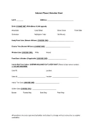 Oakmont Phase 2 Selection Sheet