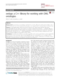 Owlcpp: a C++ Library for Working with OWL Ontologies Mikhail K