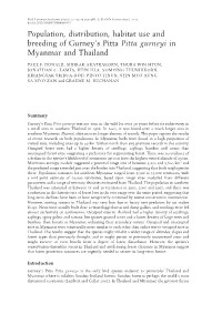 Population, Distribution, Habitat Use and Breeding of Gurney's Pitta Pitta