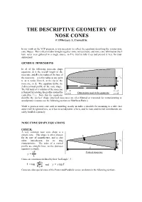 The Descriptive Geometry of Nose Cones