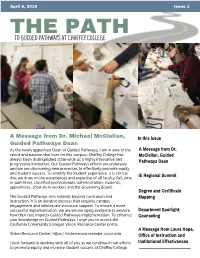 The Path to Guided Pathways at Chaffey College