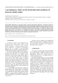 A Preliminary Study on the Hydrothermal Synthesis of Layered Cobalt Oxides