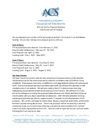 ACS Call for Pre-Proposal Abstracts Cycle 8 and Cycle 9 Funding