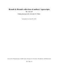 Brandt & Brandt Collection of Authors' Typescripts