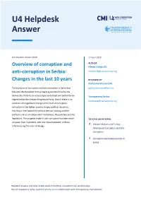 Corruption in Serbia: Tihelpdesk@Transparency.Org