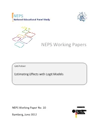 Estimating Effects with Logit Models