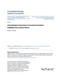 Host-Pathogen Interactions of Secreted and Surface Staphylococcus Aureus Factors