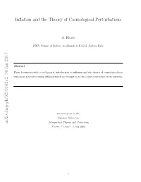 Inflation and the Theory of Cosmological Perturbations