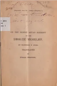 On the Oldest Aryan Element of the Sinhalese Vocabulary.1 2