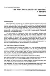 The Job Characteristics Theory: a Review