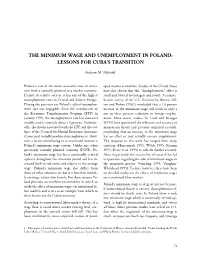 The Minimum Wage and Unemployment in Poland: Lessons for Cuba’S Transition
