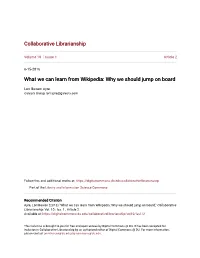 What We Can Learn from Wikipedia: Why We Should Jump on Board