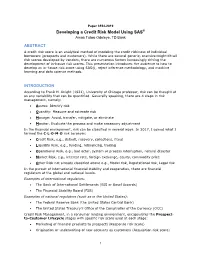 Developing a Credit Risk Model Using SAS® Amos Taiwo Odeleye, TD Bank