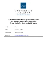 Seabird Habitat Use and Zooplankton Abundance and Biomass in Relation to Water Mass Properties in the Northern Gulf of Alaska