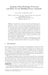 Analysis of Key-Exchange Protocols and Their Use for Building Secure Channels