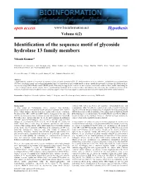 Identification of the Sequence Motif of Glycoside Hydrolase 13 Family Members