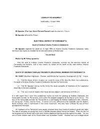 LEGISLATIVE ASSEMBLY Wednesday, 13