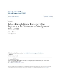 The Legacy of the Inquisition in the Colonization of New Spain and New Mexico C