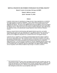 Vertical Integration and Internet Strategies in the Apparel Industry1