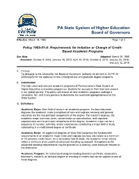 1985-01-A: Requirements for Initiation Or Change of Credit- Based Academic Programs