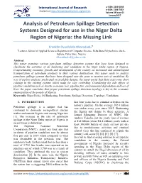 Analysis of Petroleum Spillage Detection Systems Designed for Use in the Niger Delta Region of Nigeria: the Missing Link