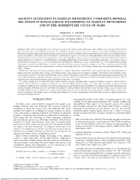 Aqueous Alteration in Martian Meteorites: Comparing Mineral Relations in Igneous-Rock Weathering of Martian Meteorites and in the Sedimentary Cycle of Mars