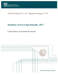 Database of Sovereign Defaults, 2017 by David Beers and Jamshid Mavalwalla