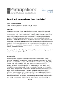 Do Critical Viewers Learn from Television?