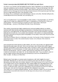 Further Comments About BLESSSED ARE the POOR? by Laurie Green You Have in Your Hands a Rare and Special Document. Here Unearthed