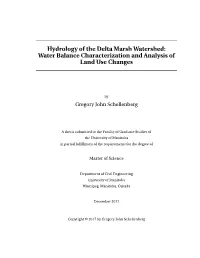 Hydrology of the Delta Marsh Watershed: Water Balance Characterization and Analysis of Land Use Changes