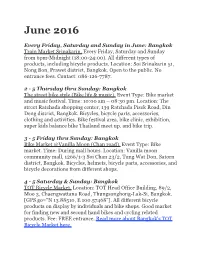 June 2016 Bicyclethailand.Com Events Calendar