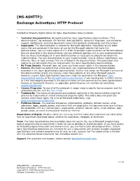 [MS-ASHTTP]: Exchange Activesync: HTTP Protocol