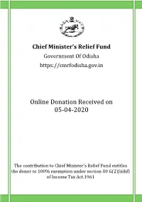 Online Donation Re Donation Received on 05-04-2020 On
