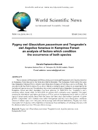Pygmy Owl Glaucidium Passerinum and Tengmalm's Owl Aegolius Funereus in Kampinos Forest: an Analysis of Factors Which Condition the Occurrence of Both Species