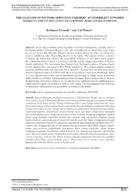 73 the Analysis of Factors Affecting Farmers' Accessibility Towards Markets and Its Relation to Farmers' Bargaining Position